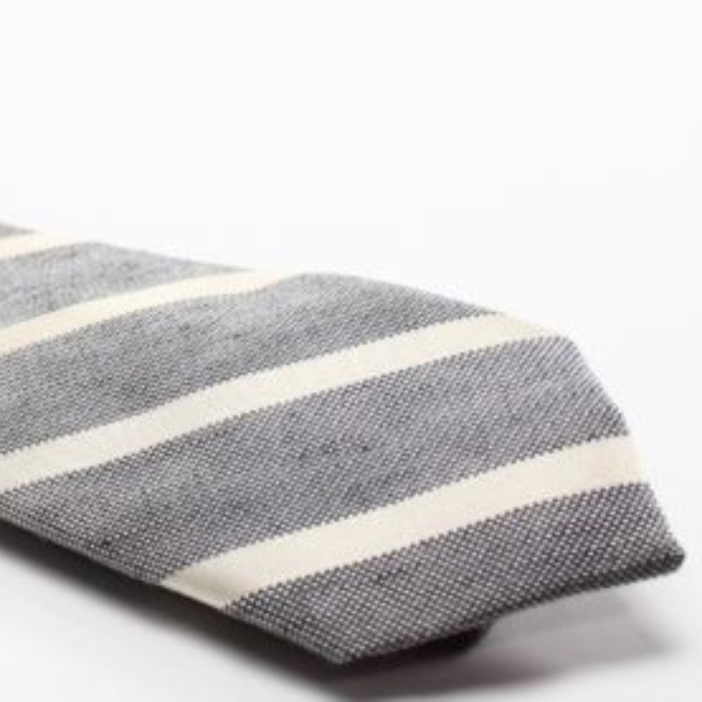 Tallia Gray Robert Stripes Linen Blend Necktie